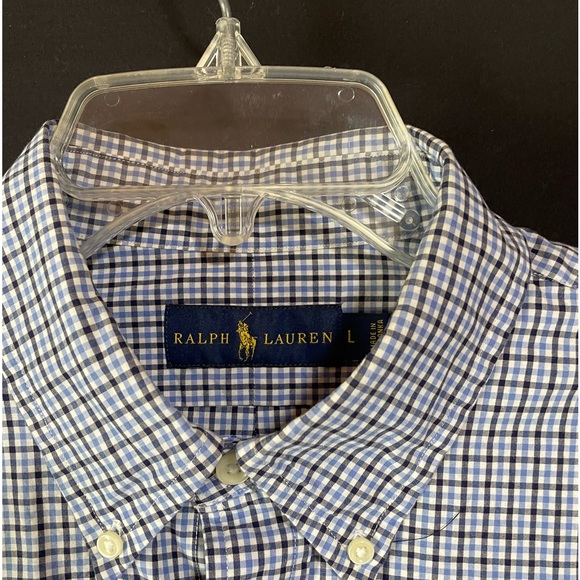 Ralph Lauren shirt. Size L. Blue/Black on white - Picture 5 of 12